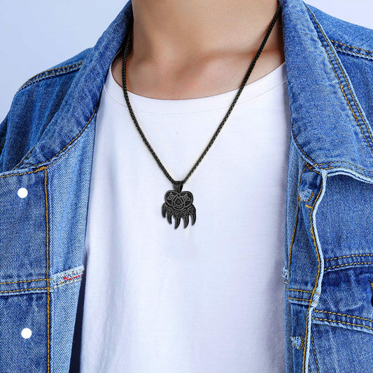 Colar Viking com Pata de Urso e Nó Celta Masculino