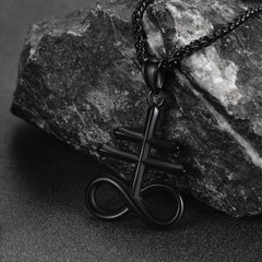 Colar com pingente de cruz Leviatã e Satanás da Igreja para homens