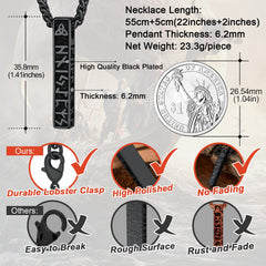 Colar com pingente de barra de runas viking gravadas, joia masculina