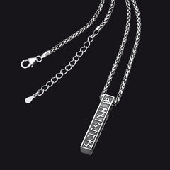 Colar com pingente de barra de runas viking gravadas, joia masculina
