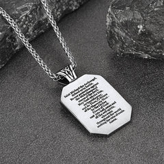 Colar com pingente de placa de cachorro Arcanjo São Miguel para homens