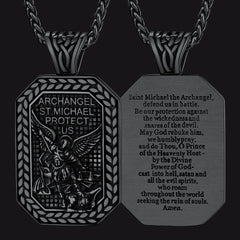 Colar com pingente de placa de cachorro Arcanjo São Miguel para homens