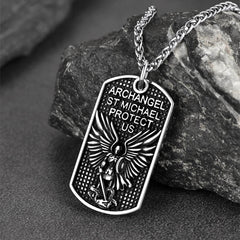 Colar de identificação com pingente de arcanjo católico São Miguel para homens
