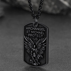 Colar de identificação com pingente de arcanjo católico São Miguel para homens