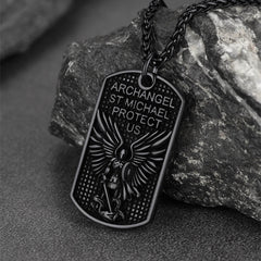 Colar de identificação com pingente de arcanjo católico São Miguel para homens