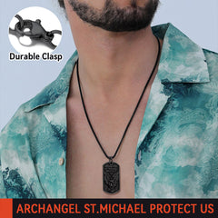 Colar de identificação com pingente de arcanjo católico São Miguel para homens