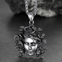 Vintage Medusa Necklace Amulet Pendant Women Men