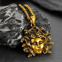 Vintage Medusa Necklace Amulet Pendant Women Men