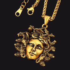 Vintage Medusa Necklace Amulet Pendant Women Men
