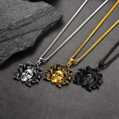 Vintage Medusa Necklace Amulet Pendant Women Men