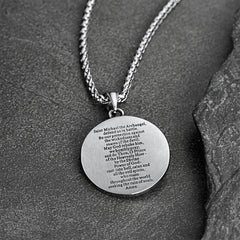 Colar com pingente cristão de São Miguel, medalha masculina