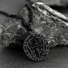 Colar com pingente cristão de São Miguel, medalha masculina