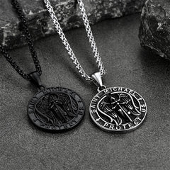 Colar com pingente cristão de São Miguel, medalha masculina