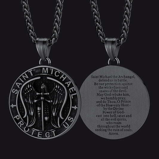 Colar com pingente cristão de São Miguel, medalha masculina