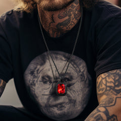 Colar de placa de cachorro de cristal gravado com runas vikings masculinas