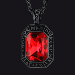 Colar de placa de cachorro de cristal gravado com runas vikings masculinas