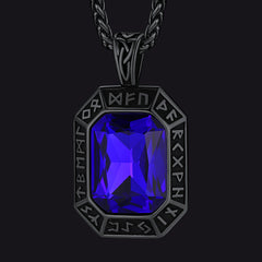 Colar de placa de cachorro de cristal gravado com runas vikings masculinas