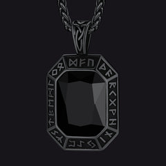 Colar de placa de cachorro de cristal gravado com runas vikings masculinas