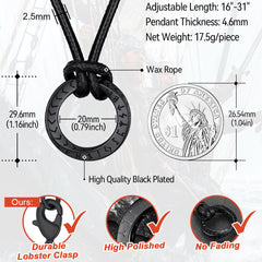 Colar de couro Viking Mobius Circle ajustável com corrente de couro masculino
