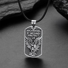 Colar de identificação com pingente de arcanjo católico São Miguel para homens