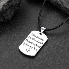 Colar de identificação com pingente de arcanjo católico São Miguel para homens