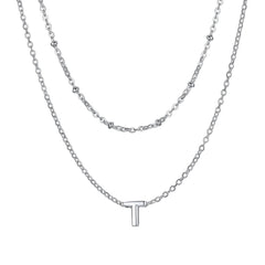 Colares em camadas com a letra inicial AZ para mulheres