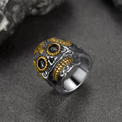 Gothic Punk Solid Sugar Skull Ring Men