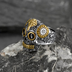 Gothic Punk Solid Sugar Skull Ring Men