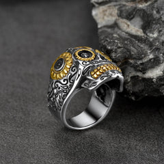 Gothic Punk Solid Sugar Skull Ring Men