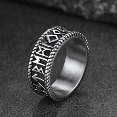 Stainless Steel Norse Viking Runes Band Ring Men