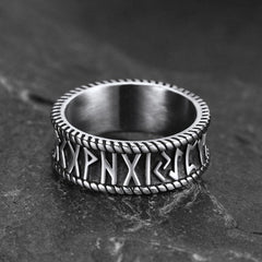 Stainless Steel Norse Viking Runes Band Ring Men