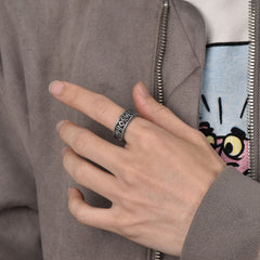 Stainless Steel Norse Viking Runes Band Ring Men