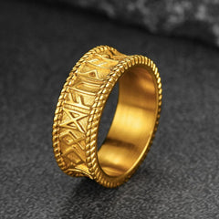 Stainless Steel Norse Viking Runes Band Ring Men