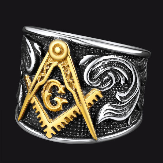 Anel Maçônico de Aço Inoxidável Maçônico Masculino