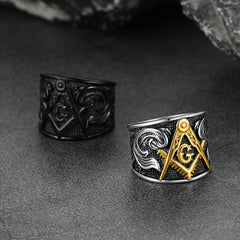 Anel Maçônico de Aço Inoxidável Maçônico Masculino