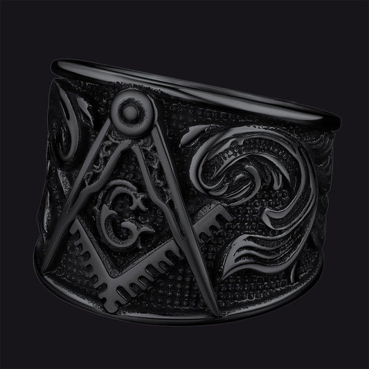 Anel Maçônico de Aço Inoxidável Maçônico Masculino