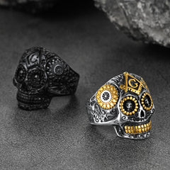 Punk Masonic Sugar Skull Ring Men