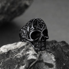 Gothic Masonic Skull Stainless Steel Ring Men