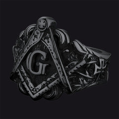 Anel de sinete gravado com mestre maçom maçônico masculino