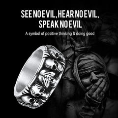 See No Evil Hear No Evil Speak No Evil Skulls Ring Men