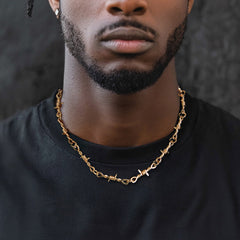 Colar de elos de corrente de arame farpado com espinho gótico, presente de aniversário