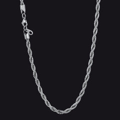 Colar de corrente de corda torcida feminino 3 mm de largura