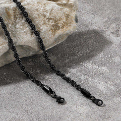 Colar de corrente de corda torcida feminino 3 mm de largura