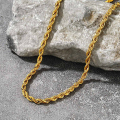 Colar de corrente de corda torcida feminino 3 mm de largura