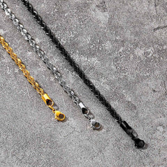 Colar de corrente de corda torcida feminino 3 mm de largura