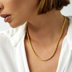 Colar de corrente de corda torcida feminino 3 mm de largura