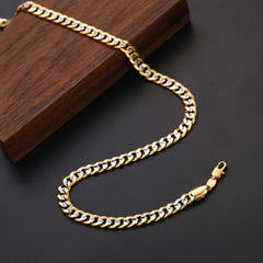 Colar de corrente cubana bicolor feminino 6 mm/10 mm de largura