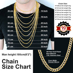 Colar de corrente cubana bicolor feminino 6 mm/10 mm de largura