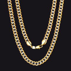 Colar de corrente cubana bicolor feminino 6 mm/10 mm de largura