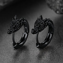 Punk Small Dragon Hoop Earrings for Men Women